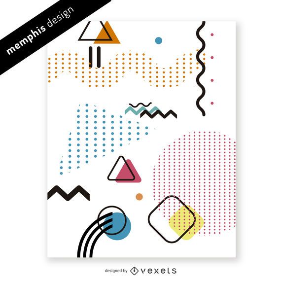 Bright memphis design with shapes and dots Bright memphis design with shapes and dots