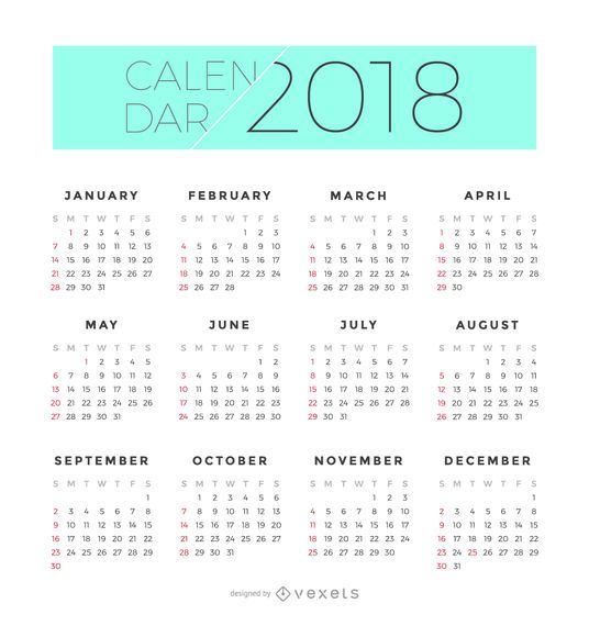 Minimalista calendario 2018 Minimalista calendario 2018