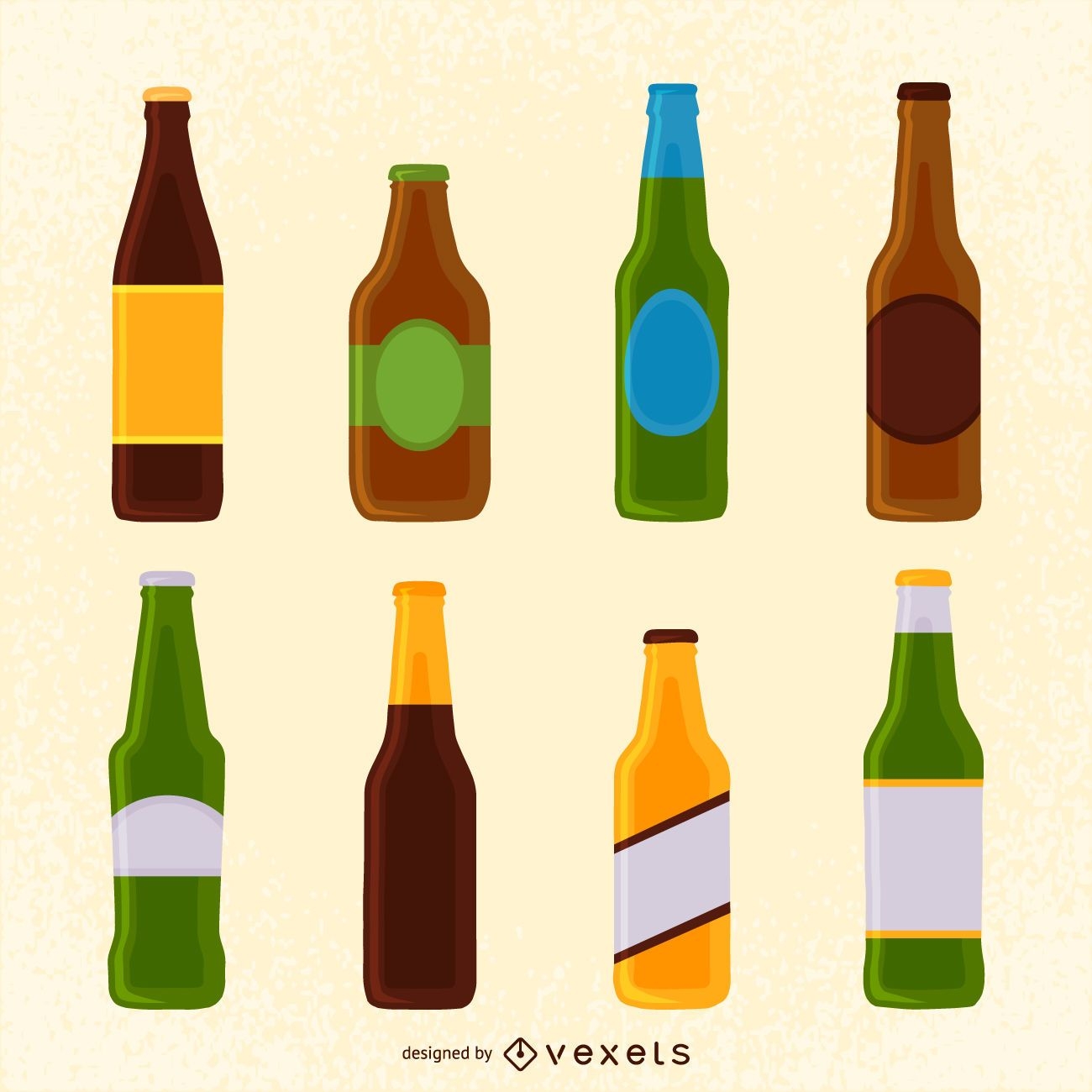 Conjunto de ilustraciones de botellas de cerveza
