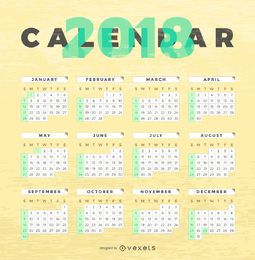 Calendario de textura de madera 2018