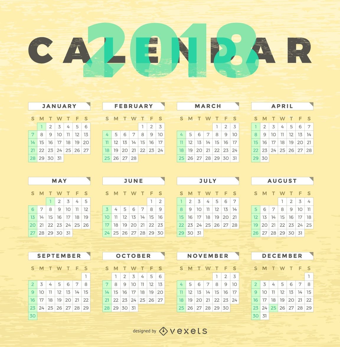 Calendario de textura de madera 2018
