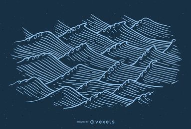 Hand drawn asian waves illustration Hand drawn asian waves illustration