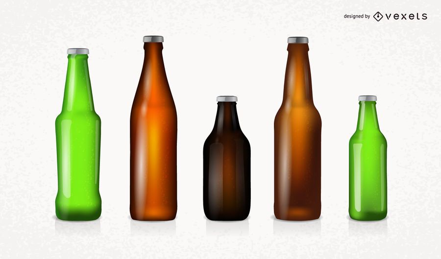 Conjunto de garrafas de cerveja hiper realista Conjunto de garrafas de cerveja hiper realista