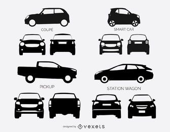 Set Of Car And Pickup Truck Silhouettes Vector Download