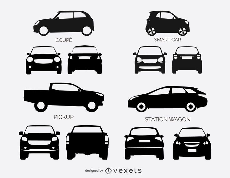 Conjunto de silhuetas de carros e caminhonetes Conjunto de silhuetas de carros e caminhonetes