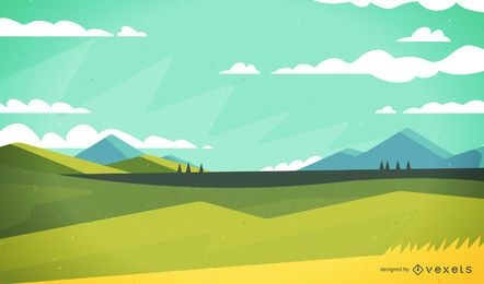 Calm field landscape illustration
