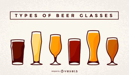 Beer glasses and pints illustration set Beer glasses and pints illustration set