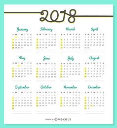 Delicado diseño de calendario 2018