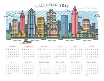 Calendario de horizonte de la ciudad 2018