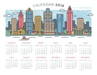 City skyline 2018 calendar