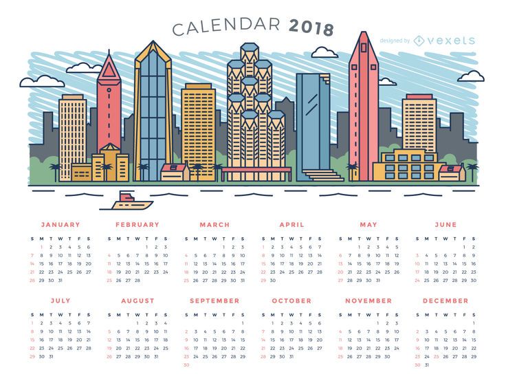 City skyline 2018 calendar City skyline 2018 calendar