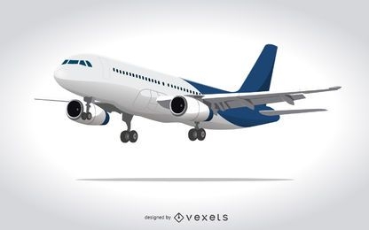 Ilustración 3D de avión comercial
