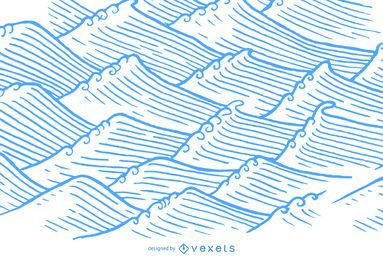 Hand drawn waves in asian illustration style Hand drawn waves in asian illustration style