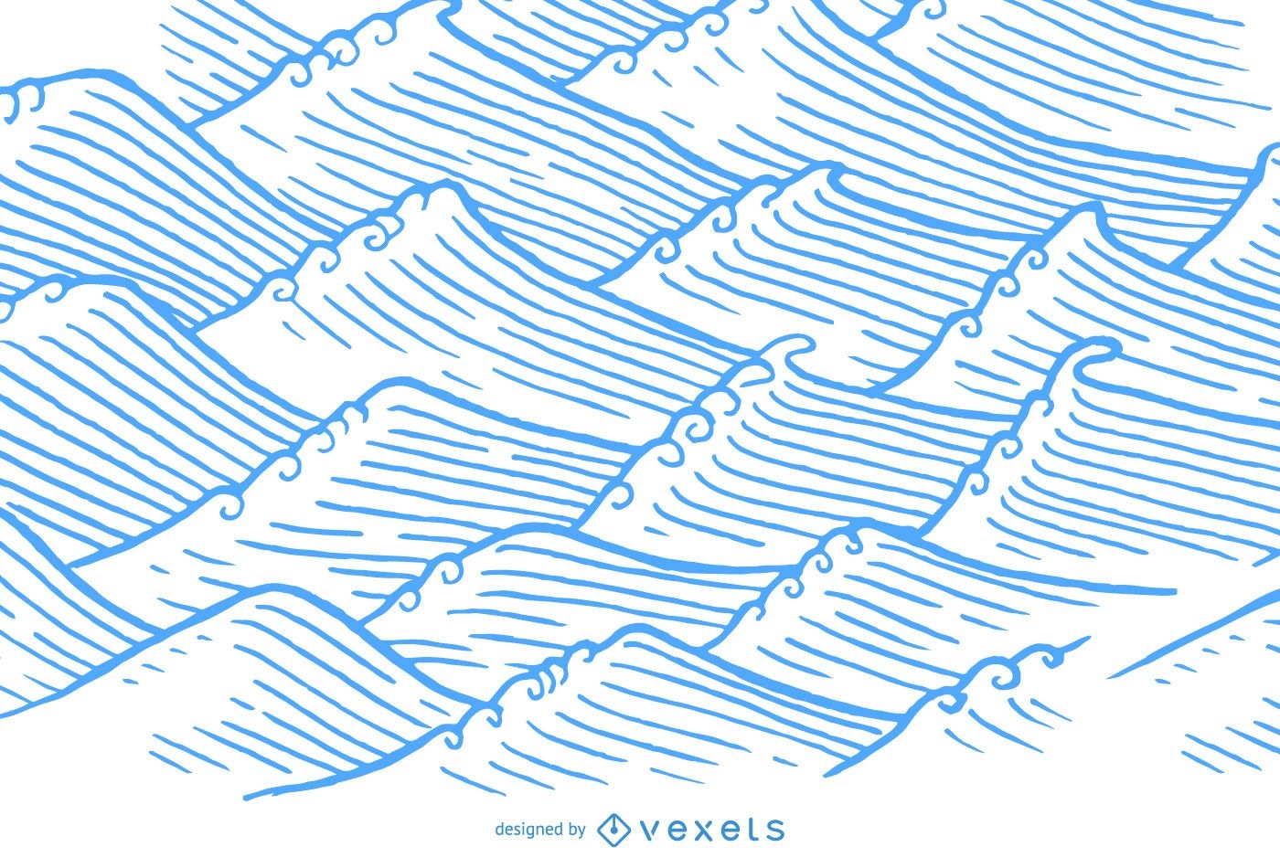 Hand gezeichnete Wellen im asiatischen Illustrationsstil