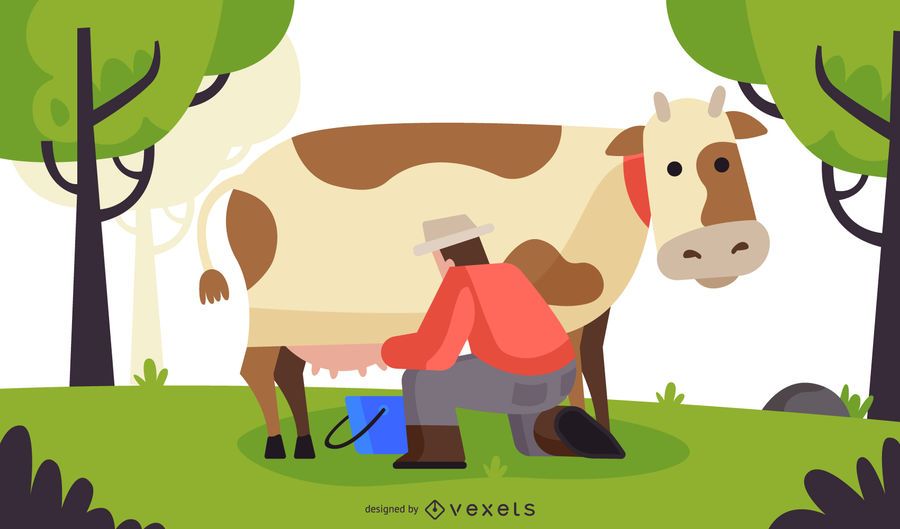 Ilustração de vaca leiteira plana Ilustração de vaca leiteira plana