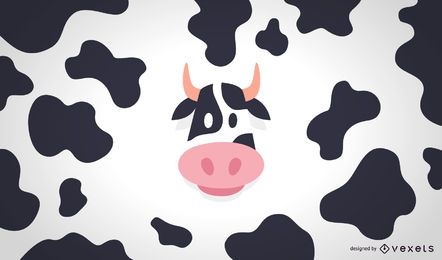 Ilustración y patrón de vaca plana