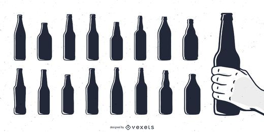 Pacote de design de silhueta para garrafas de cerveja
