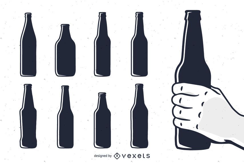 Beer Bottle Silhouettes Set Vector Download