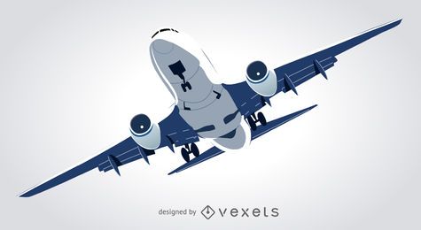 Ilustração de voo de avião comercial
