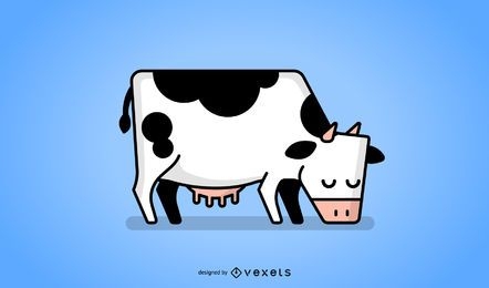 Ilustración de dibujos animados de vaca aislada