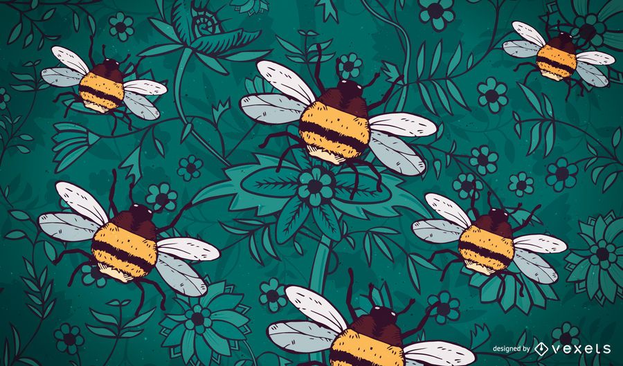 Hand drawn bumble bee background Hand drawn bumble bee background