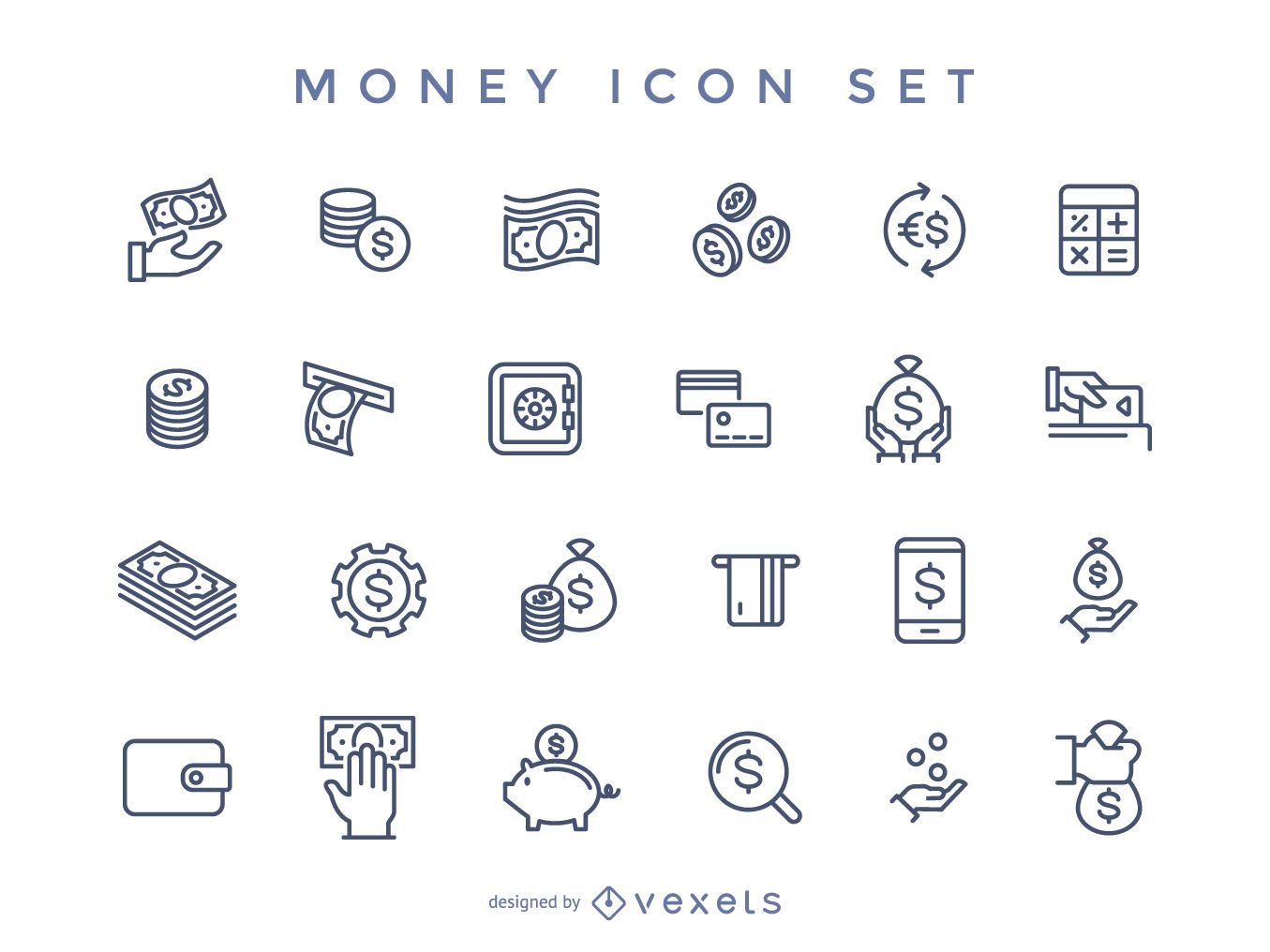 Conjunto de iconos de dinero de trazo