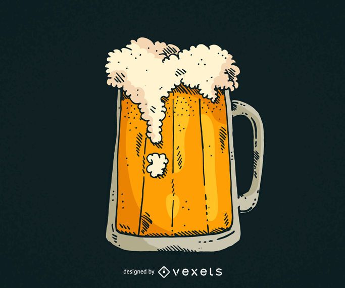 Caneca de cerveja desenhada de mão Caneca de cerveja desenhada de mão
