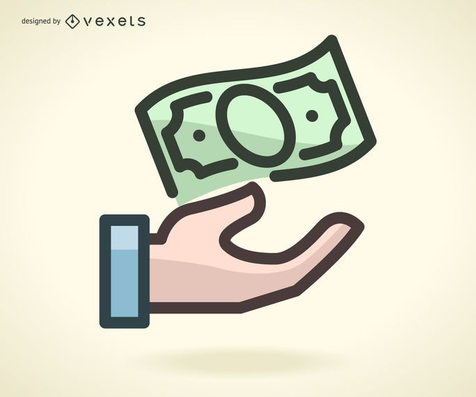 Hand with dollar dill icon Hand with dollar dill icon
