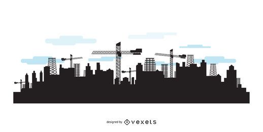 Skyline da cidade com silhuetas de construção Skyline da cidade com silhuetas de construção