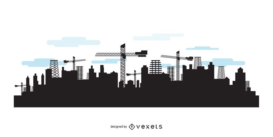 Horizonte de la ciudad con siluetas de construcción Horizonte de la ciudad con siluetas de construcción