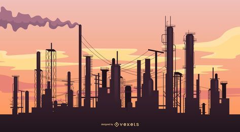 Paisagem industrial com fábricas