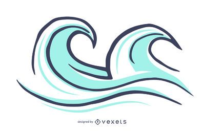 Ilustración de olas de surf aislado Ilustración de olas de surf aislado