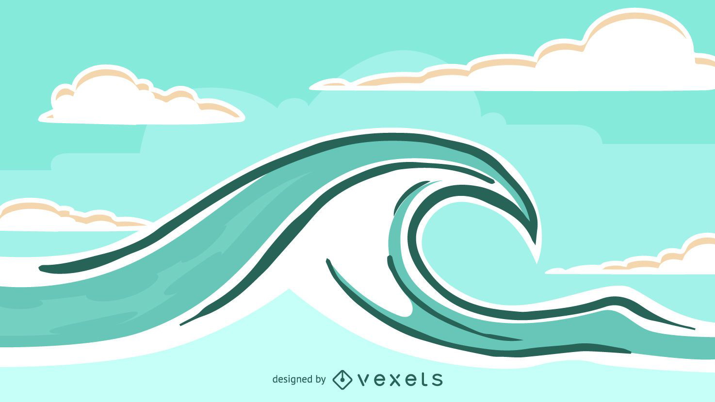 Ilustração da paisagem das ondas