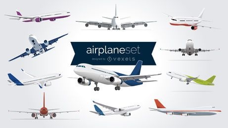 Satz abgebildeter Flugzeuge