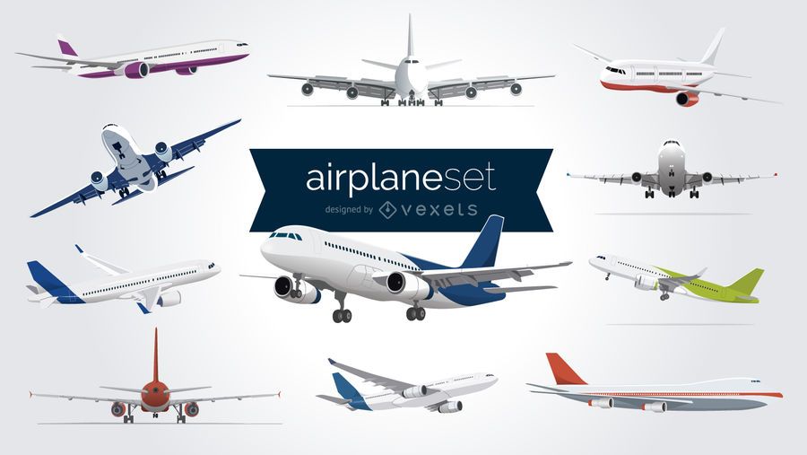 Set of illustrated airplanes Set of illustrated airplanes