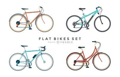 Set of 4 flat bicycle illustrations