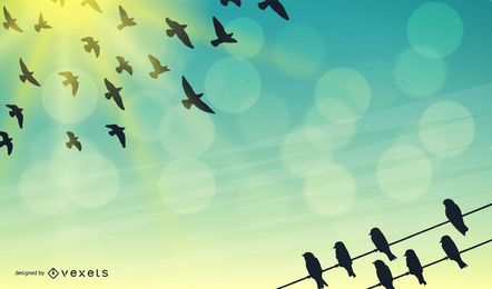 Sky illustration with birds Sky illustration with birds