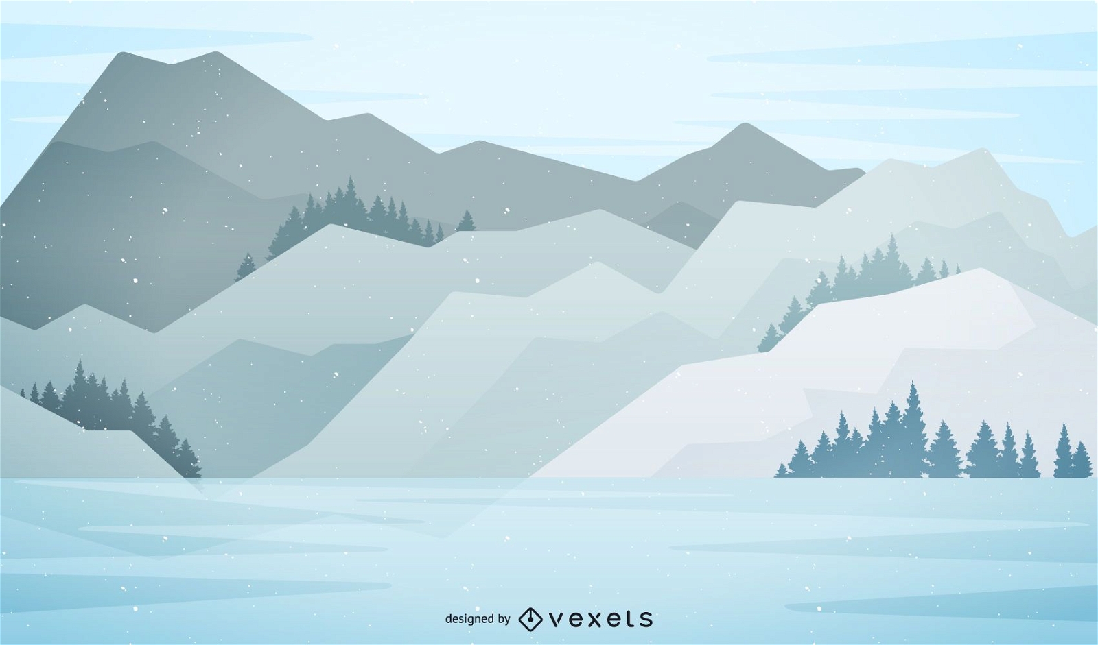 Ilustração de paisagem de montanha com neve