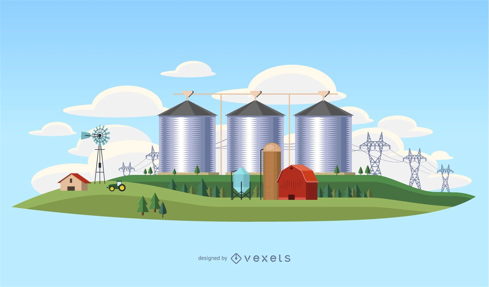 Country industry landscape illustration
