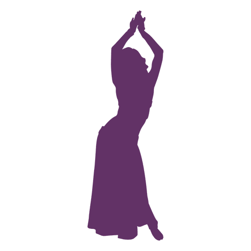 Bailarina del vientre manos arriba silueta Diseño PNG