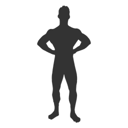 Culturista frontal relajada pose silueta Diseño PNG