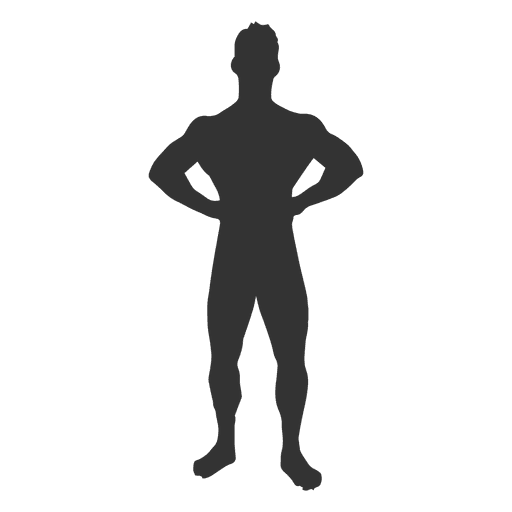Bodybuilder front relaxed pose silhouette