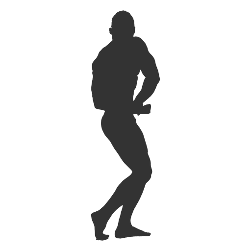 Bodybuilder side chest pose silhouette