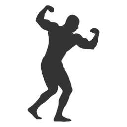Bodybuilder twisted biceps pose silhouette Transparent PNG