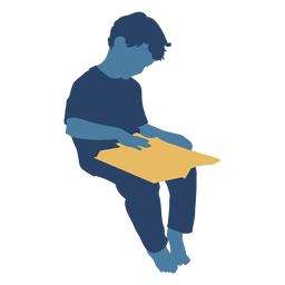 Boy reading book silhouette PNG Design