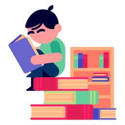 Ilustração de menino lendo livros Desenho PNG
