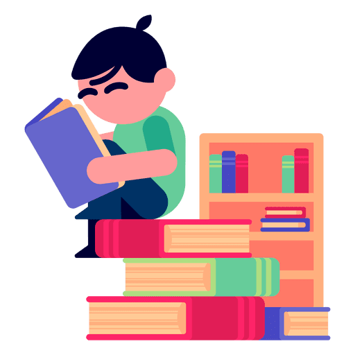 Junge der Bücherillustration liest PNG-Design