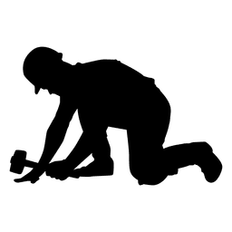 Trabajador de la construcción martillo arrodillado silueta Diseño PNG