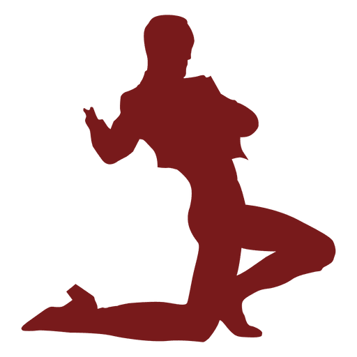 Flamenco dancer man kneel silhouette PNG Design
