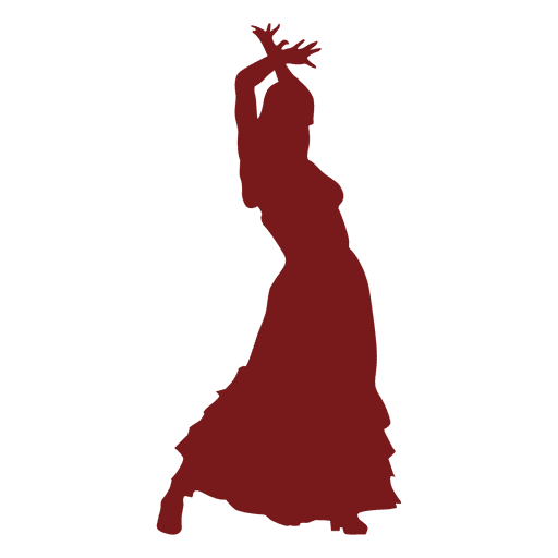 Mulher dan?arina de flamenco levantando a silhueta